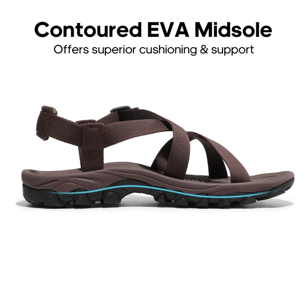 Men's Open Toe Athletic Sport Sandals - BROWN - 3